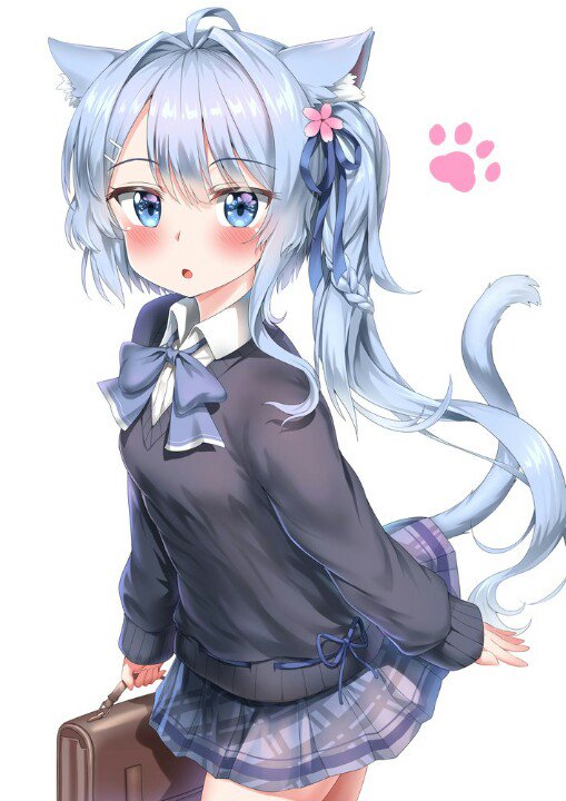Nyan~ Blue haired cat gi...